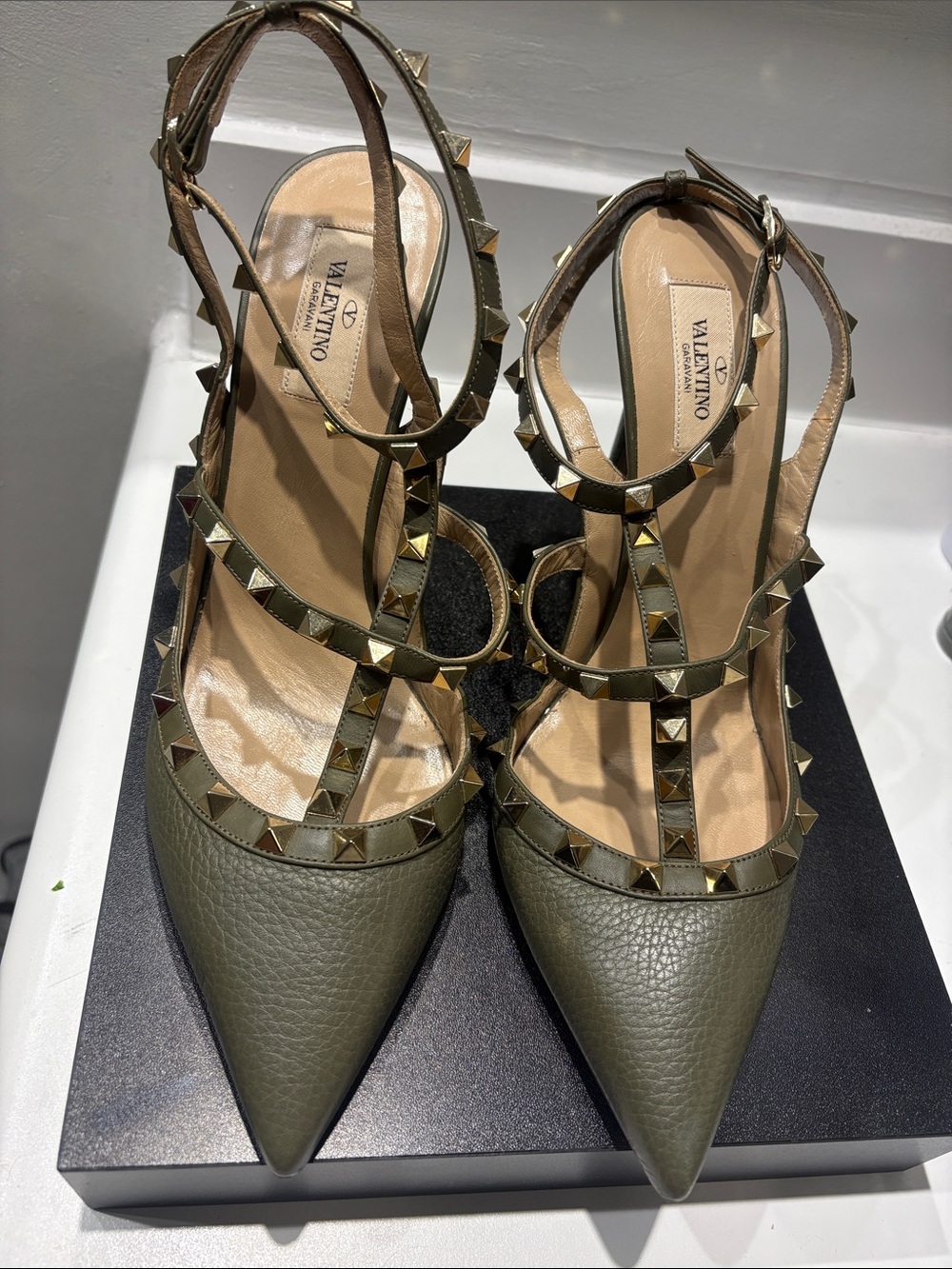 Valentino Olive Rockstud Pumps